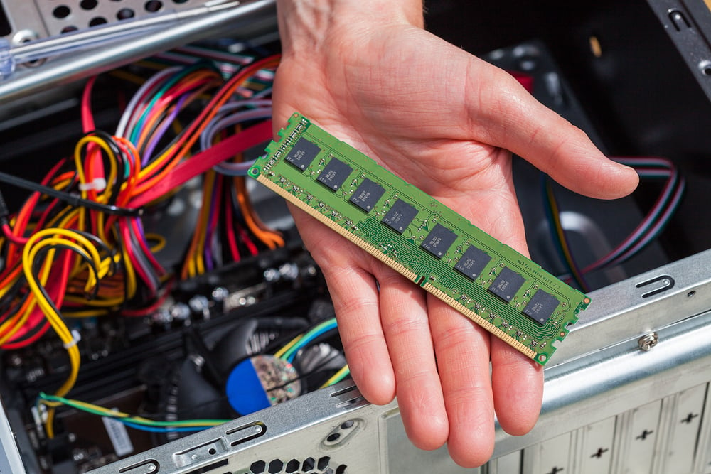 Hand with microchip board 