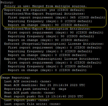 "Export status details: hardware, software IDs, product package, use count, and timestamps.