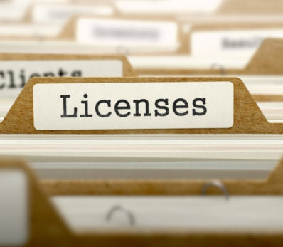 Smart Licensing. Licenses Concept. Word on Folder Register of Card Index. Selective Focus.