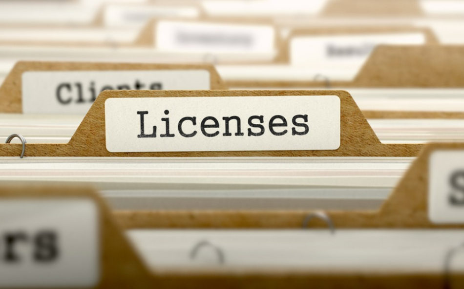 Smart Licensing. Licenses Concept. Word on Folder Register of Card Index. Selective Focus.