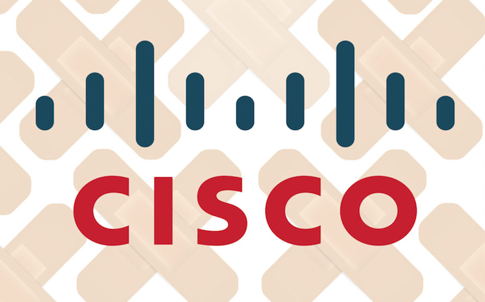 Cisco logo with bandaids in background